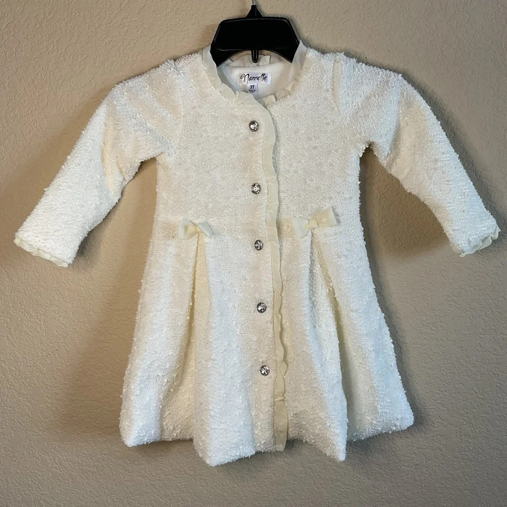 Nanette Girls 3/4 Sleeve Holiday Button‎ Down Dress Size 3T